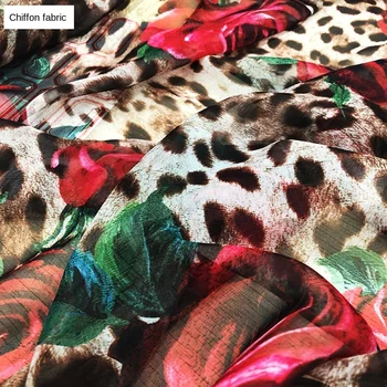 D prekės pavasarį ir vasarą naujas skaitmeninis spausdinimas rose leopard sijonas audinys šifono audinio dizaineris laivų statyklos rankų darbo 