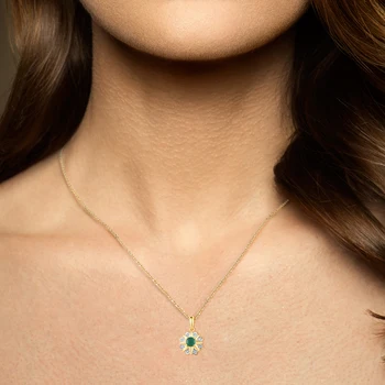 VISTOSO Aukso Pakabučiai Moterų Autentiški 14K 585 Geltonos Aukso Putojantis Smaragdas Deimantas Star Pakabukas Elegantiškas Dovanos Fine Jewelry