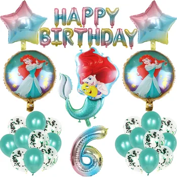 1set Mermaid princesė folija balionai 32inch skaičius ballon latekso ballon helio vaikams gimtadienio apdailos globos vaikas žaislas
