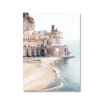 Italijos Amalfi Pakrantėje Gėlių Plakatas Gamtos Kraštovaizdžio Spausdinti Jūros Paplūdimio Svajonė Citata Sienų Dekoras Drobė Meno Tapybos Marina Nuotrauką