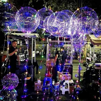 Šviesos Bobo Burbulas Kolbų LED Šviesos Balionai Kalėdų, Vestuvių, Gimtadienio Apdailos Helio Balionas su Šviesos Eilutę