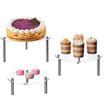 3 Sluoksnių Akrilo Bakeware Skaidrus Vestuvių, Gimtadienio Praktikos Tortas Stovi Ekranas Apvalios Nuimamais Šalies Apdaila