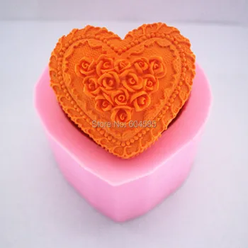 Širdies formos meilės rožių minkštas pyragas formų muilas šokolado liejimo formos virtuvėje kepimo FM253