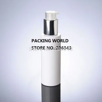 100ml BALTO PET BUTELIS plastikinis buteliukas su blizgiu sidabro siurblys/dangtelis, skirtas serumas/kremas/šampūnas/emulsija/vandens/fondas pakavimo