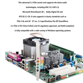 PCIe-express plėsti pridėti card PCIE 5.1 CH Sound Card adapteris keitiklis parama PC kompiuterį /darbalaukyje su Aukštos kokybės
