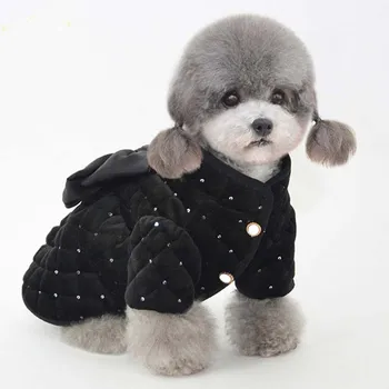 Rudenį ir žiemą šiltas pet medvilnės suknelė šuo medvilnės drabužius pet šiltas plius aksomo katė mažų šunų drabužius