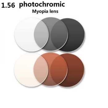 1.56 Asferiniai photochromic rudos, pilkos prekės trumparegystė eyglasses lęšių spalva kino dilimui padengtas Anti-planavimo sakų lęšiai