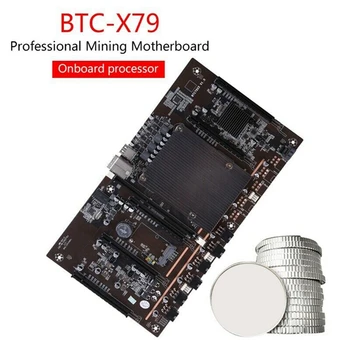 X79 BTC Kasybos Plokštė H61 su E5-2620 V2 PROCESORIUS 5X PCI-E 8X LGA 2011 DDR3 Paramos 3060 3080 GPU už BTC Miner Kasyba