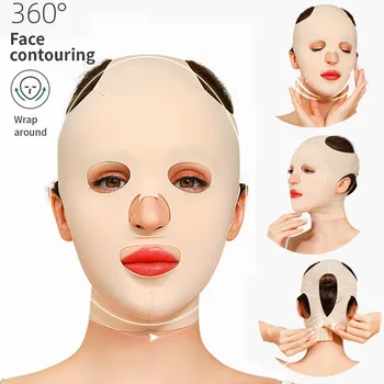 3D Daugkartinio naudojimo Kvėpuojantis Grožio Raukšlių Lieknėjimo Tvarstis V Shaper Moteris Visą Veidą Kėlimo Miego Kaukė Jokių Pėdsakų Kaukė