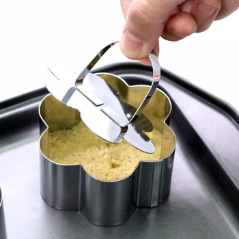 Nerūdijančio Plieno Maisto Konditerijos Desertas Žiedas 3D Putėsiai Pelėsių su Stūmikas už Liejimo Sluoksniavimasis Torto Pjovimo Turas Putėsiai Metalo Žiedas