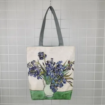 Naujas Van Gogh Naftos Painti Rankinės Šviesą Menas Mados Travel Tote Krepšys Moterims Gėlių Ekologinio Pirkinių Aukštos Kokybės Sulankstomas Pirkinių Krepšys