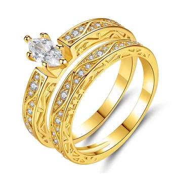 Prabanga Moterų Balta Nuotakos Vestuvių Žiedas Mados Aukso Spalvos Papuošalai Žada CZ Akmens Sužadėtuvių Žiedai Moterims