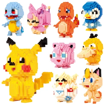 62 stilius Pokemon Blokai Pikachu Žaislą Bulbasaur Charmander Squirtle Pav nedideli Modelio Vaikų Švietimo Žaislas Dovana