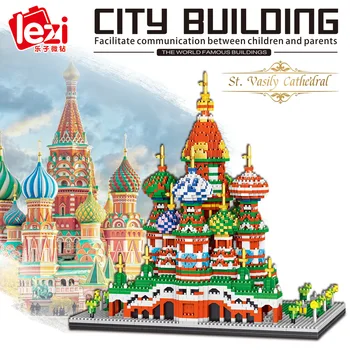 Lezi 8005 Pasaulio Architektūros Saint Vasilijus Katedros Bažnyčia 3D Modelis Mini Diamond Blokų, Plytų Pastatas Žaislas Vaikams, Dovanos