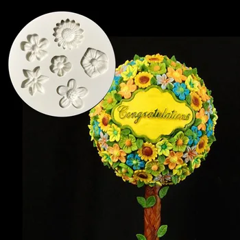 Sugarcraft Šešių Gėlių Silikono formos minkštas pelėsių tortas dekoravimo priemonės šokolado