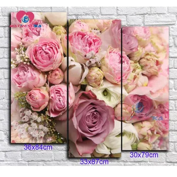 Diamond siuvinėjimo gėlės diamond mozaikos parduoti nuotraukas strazdų tapybos triptiką 5d 