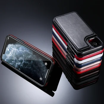 Magnetinio Piniginės, Odiniai Telefono dėklas Skirtas iPhone 11 12 Pro Max 12 Mini XR XS Max X 7 8 Plius 12 Kortelių Lizdai Apversti Atramą Galinį Dangtelį