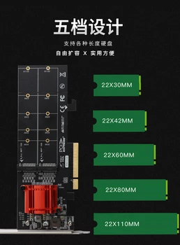 PCIE 3.0 X4 Kanalo 2-port M. 2 (B-KEY) ir 2-port SATA3.0 Adapterio plokštę ASM1164 Chip 6Gbps už 2230 2242 2260 2280 SSD
