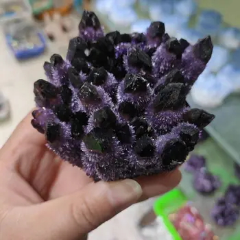 400-500g Natūralus violetinė Dvasios Phantom Kvarco Kristalų Sankaupos Gydymo Pavyzdys