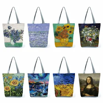 Naujas Van Gogh Naftos Painti Rankinės Šviesą Menas Mados Travel Tote Krepšys Moterims Laisvalaikio Ekologinio Pirkinių Aukštos Kokybės Sulankstomas Pirkinių Krepšys