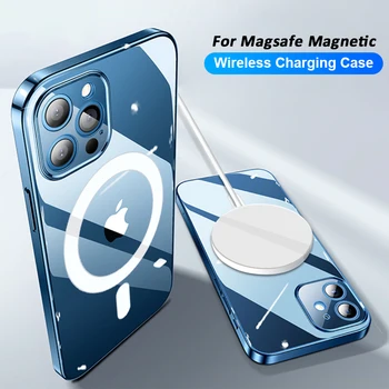 Už Magsafe Magnetinio Belaidžio Įkrovimo Atveju iPhone 11 12 13 Pro MAX mini XR XS MAX X 7 8 Plus SE 2020 Padengti Priedai