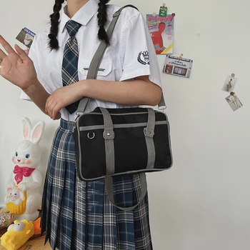 Moterų Studento Japonija Kelionės Pečių Maišą Moterų Krepšys Nukentėjo Spalvos Siūlėmis Rankinės Ponios Maišelį Cute Girl Vienodas Krepšys