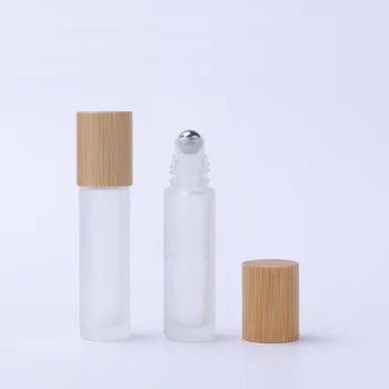 5 ML 10ML Bambuko Medienos Dangtelis Matinis Šalčio Stiklo Kosmetikos eterinio Aliejaus Pakuotės Plieno Rutuliuko Roll Buteliukus, Buteliukų