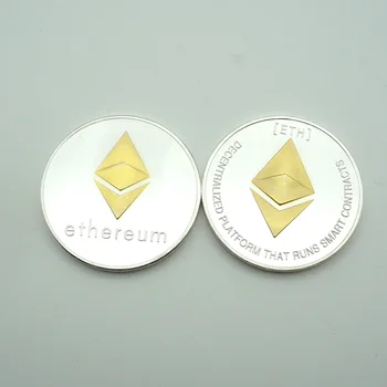 ETH Aukso/Skiedra Padengti Margintomis Ethereum Bitcoin Iškilumo Stereo Bitcoin Skaitmeninės Valiutos Monetų Fizinio Atminimo Tiek Metalo