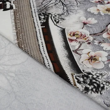 142*137cm/vnt Elegantiška magnolija skaitmeninės tapybos tekstūros žakardo audinio suknelė telas por metro tissu vestidos tela medžiaga 