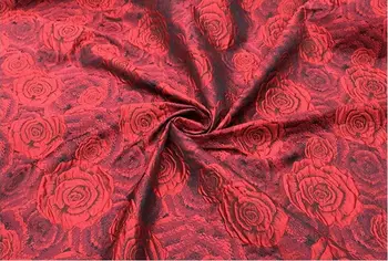 145cm plotis Raudona Rožė mados Metallic Žakardo Brokatas Medžiaga, 3D verpalai dažyti audinio Moterų Suknelė