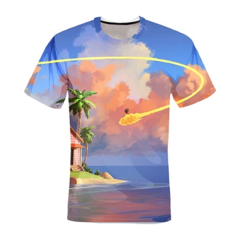2021 Vasaros Gradientas Anime T-shirt Vyrų ir Moterų Viršūnių Dangus T-shirt Hip-Hop Negabaritinių marškinėliai