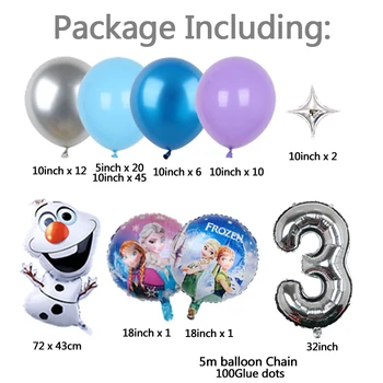 101pcs Disney Užšaldyti Balionai Komplektas Olaf Anna Elsa Princesė Skaičius Folija Ballon Gimtadienio Baby Shower 