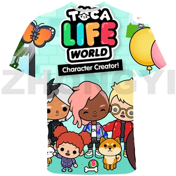 Karšto 3D Spausdinimo Toca Boca Patį Žaidimą Toca Gyvenimą Pasaulyje, T-shirt Kawaii Anime Cartoon Studentų Streetwear Harajuku Negabaritinių Marškinėliai Moterims