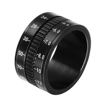 Nerūdijančio Plieno, Juoda, Padengtą Kamera teleobjektyvą Dizaino Vertino Vyrų Žiedas Pasukti Išskleidimo Madinga Skaitmeninis Žiedas