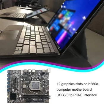 B250c btc BTC Kasybos Plokštė+Switch Kabelis 12XPCIE su USB3.0 GPU Lizdas LGA1151 Paramos DDR4 RAM DIMM Kompiuterio Plokštę