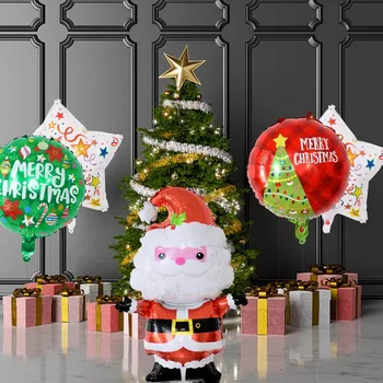 1set Santa Claus Sniego Folija Balionai stovi Kalėdų Dekoracijos Oro Kamuoliukus Navidad Kalėdos šalis Pripučiami Helio Balionas